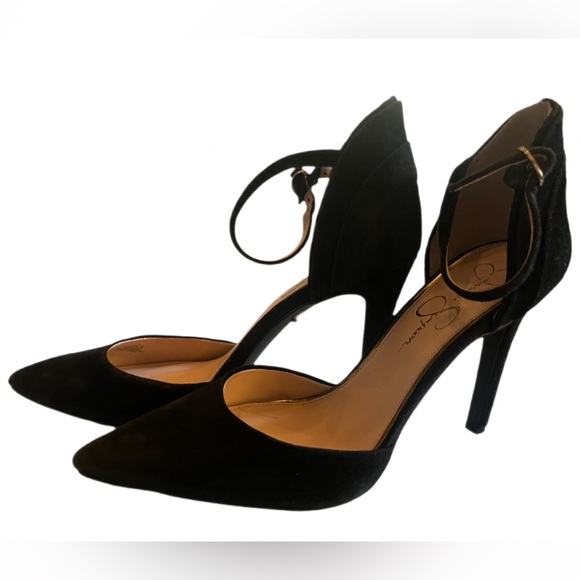 Jessica Simpson Black Suede Ankle Strap Heels NWT - Picture 1 of 11